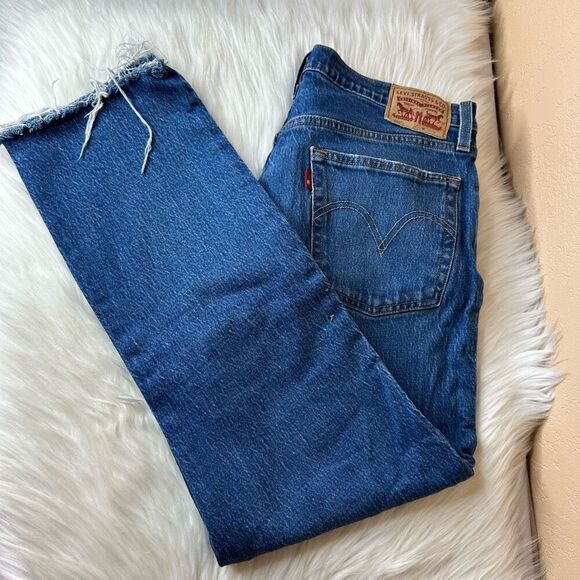 Levi's 501 Blue Straight Leg High Rise Button Fly Jeans Size 31 - Picture 2 of 13